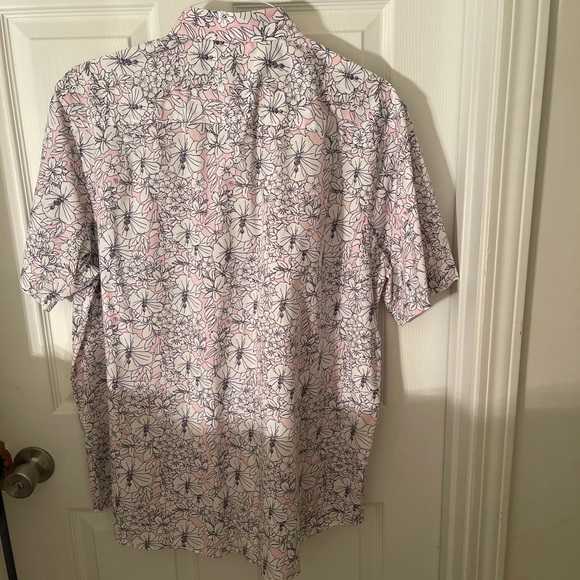 Club room mens dress shirt short sleeve XL pink black white floral print - Picture 5 of 5